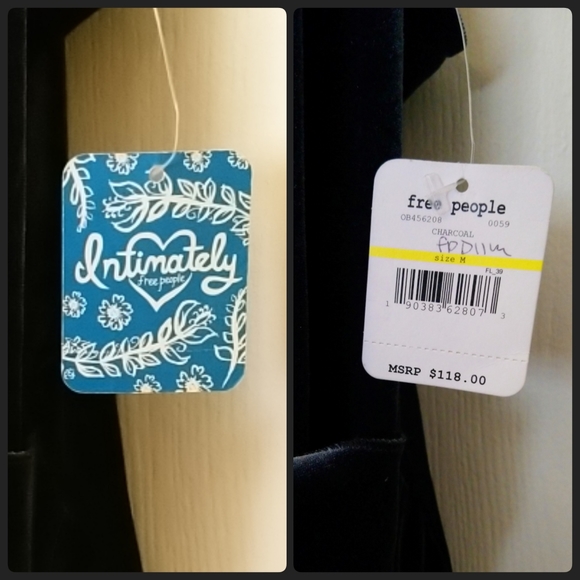 NWT FreePeople Charcoal Velvet Slip Dress Gown - Picture 4 of 5